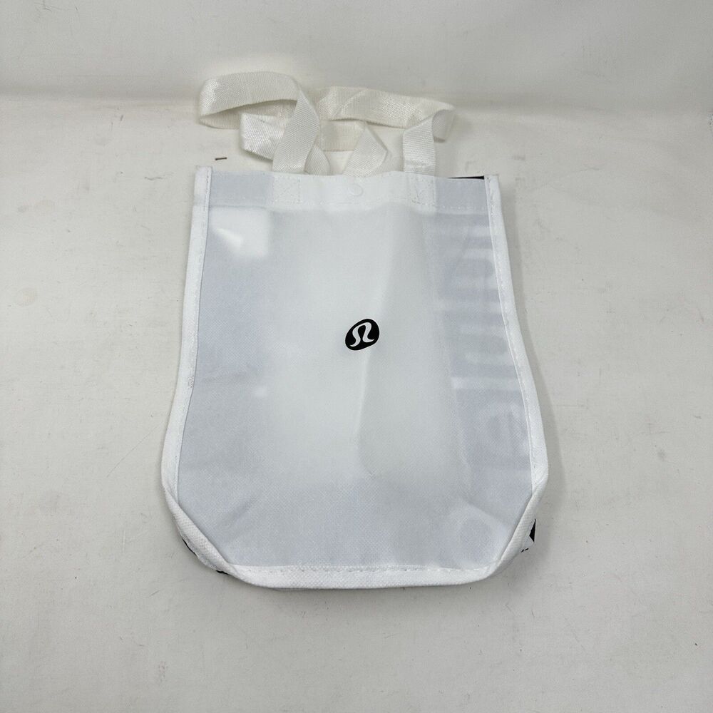 Lululemon Small White Reusable Shopping Tote Bag Snap Button Close 9" x 12"